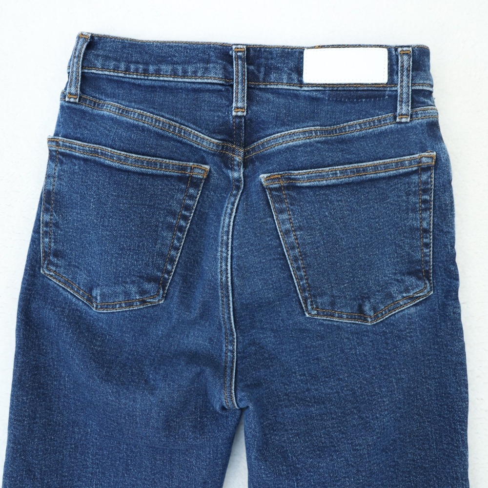 Re/Done 70s Stove Pipe Jeans Women's 26 Dark Rinse Straight Button Fly Raw Hem - Picture 6 of 14